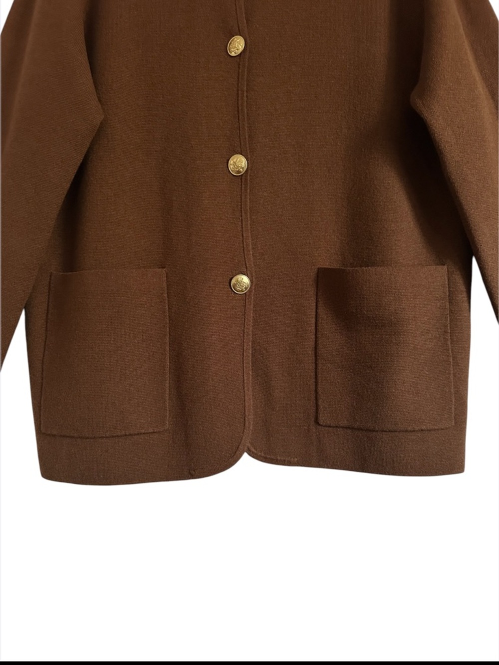 J.Crew Giselle Sweater Blazer Merino Wool Gold Button Knit Jacket L - Picture 8 of 14